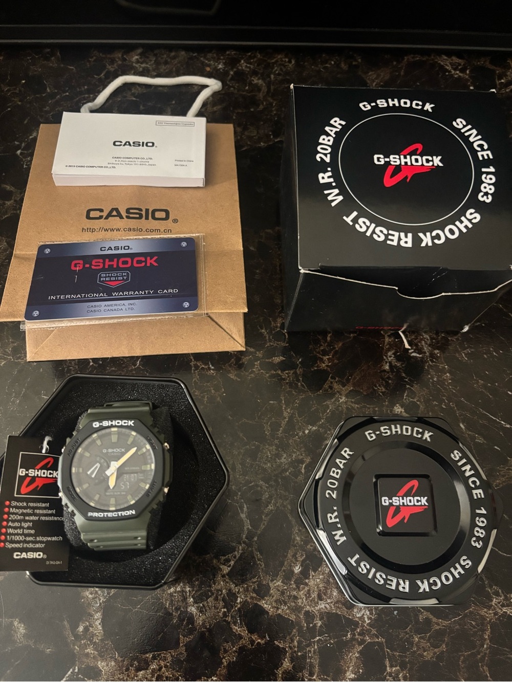G-Shock Men's Black and Olive Green Resin Analog-Digital Watch